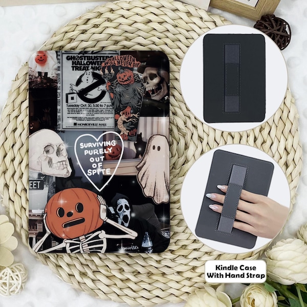 Pumpkin Ghost Collage Kindle Case With Hand Strap,kindle 6''/6.8''/7" case,Kindle Paperwhite 12th/11th/10th case,Kindle 12/11/10,Kindle 2024