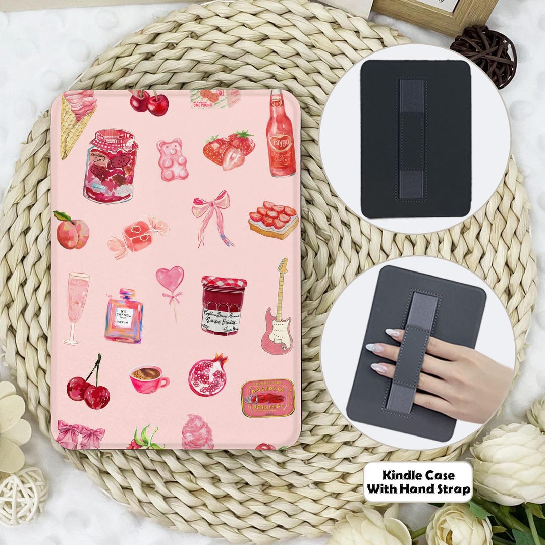 Strawberry Jam Collage Kindle Case With Hand Strap,kindle 6''/6.8''/7 ...