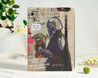 Bounty Hunter & Baby Collage iPad Case,iPad Air 11'/13 2025 iPad A16,iPad Pro 13/12.9/11,iPad Mini 7/6/5,iPad A16/10/9/8,iPad Pro 2025 Case