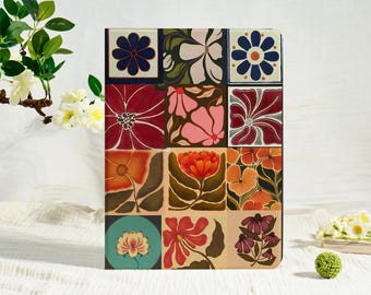 Retro Flower Stamps iPad Case,iPad Air 11''/13" 2025 iPad A16,iPad Pro 13/12.9/11",iPad Mini 7/6/5,iPad A16/10/9/8,iPad Pro 2024/2025 Cover