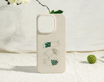 Cute Simple Cat iPhone Case,iPhone 17 16 15 14 13 12 11 Pro Max Case,iPhone 7/8 Plus SE XR XS Max,Personalized Tough Case for iPhone 16e Air