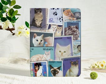Cat Stamp Collage iPad Case,iPad Air 11''/13" 2025 iPad A16,iPad Pro 13/12.9/11",iPad Mini 7/6/5,iPad A16/10/9/8,iPad Pro 2024/2025 Cover
