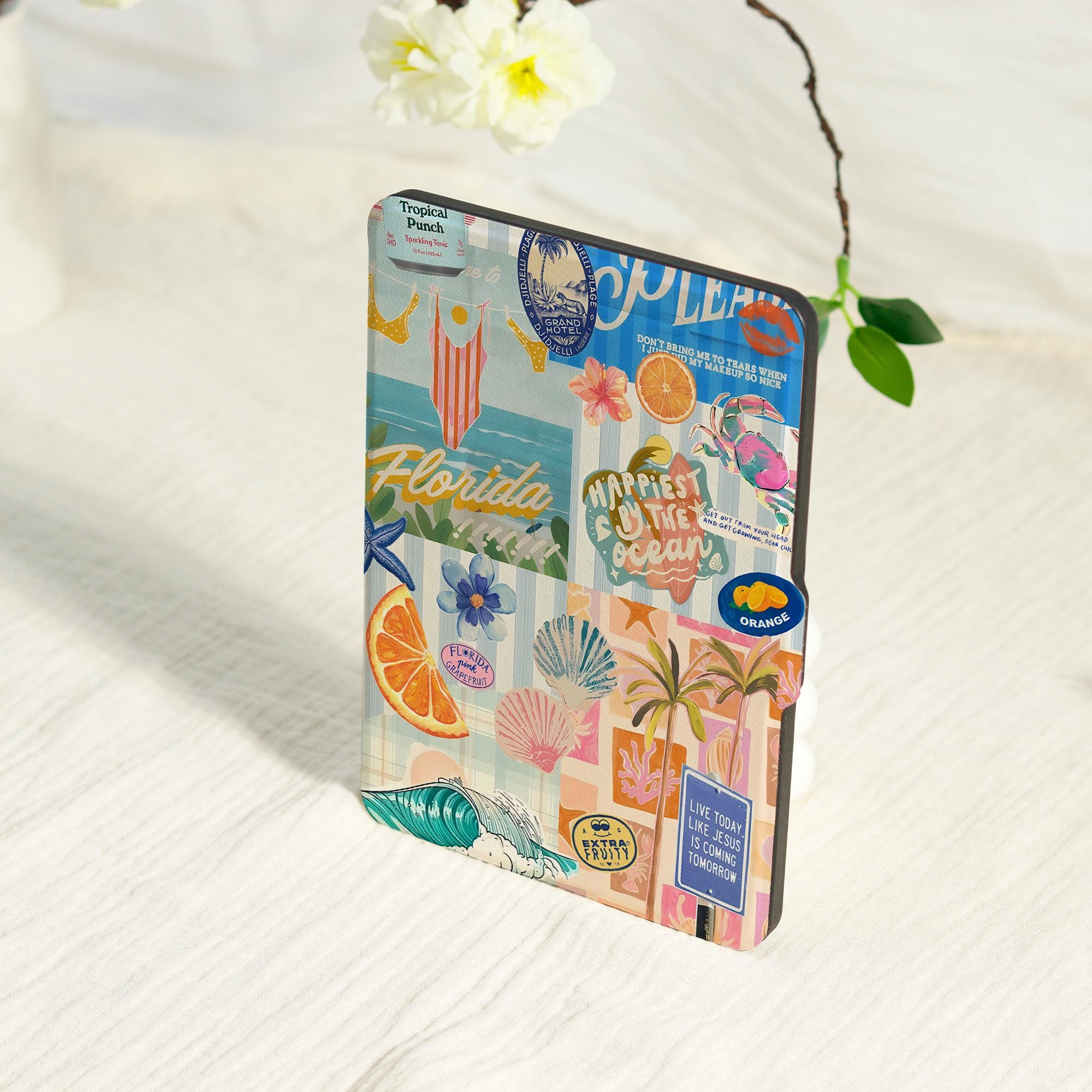 Tropical Summer Collage Kindle Case With Hand Strap,kindle 6/6.8"case ...