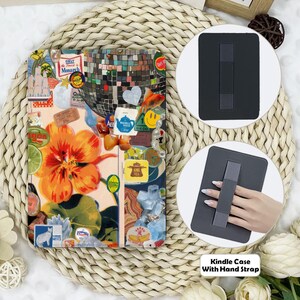 Orange Flower Collage Kindle Case With Hand Strap,kindle 6&#39;&#39;/6.8&#39;&#39;/7&quot;case,Kindle Paperwhite 12th/11th/10th case,Kindle 12/11/10,Kindle 2024
