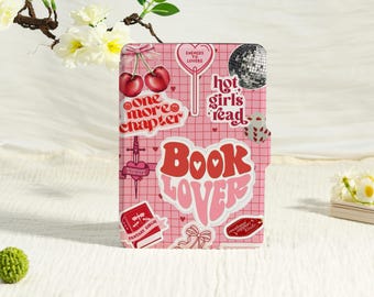 Pink Book Lover Sticker Kindle Case With Hand Strap,kindle 6"/6.8"/7"case,Kindle Paperwhite 12th/11th/10th case,Kindle 12/11/10,Kindle 2024