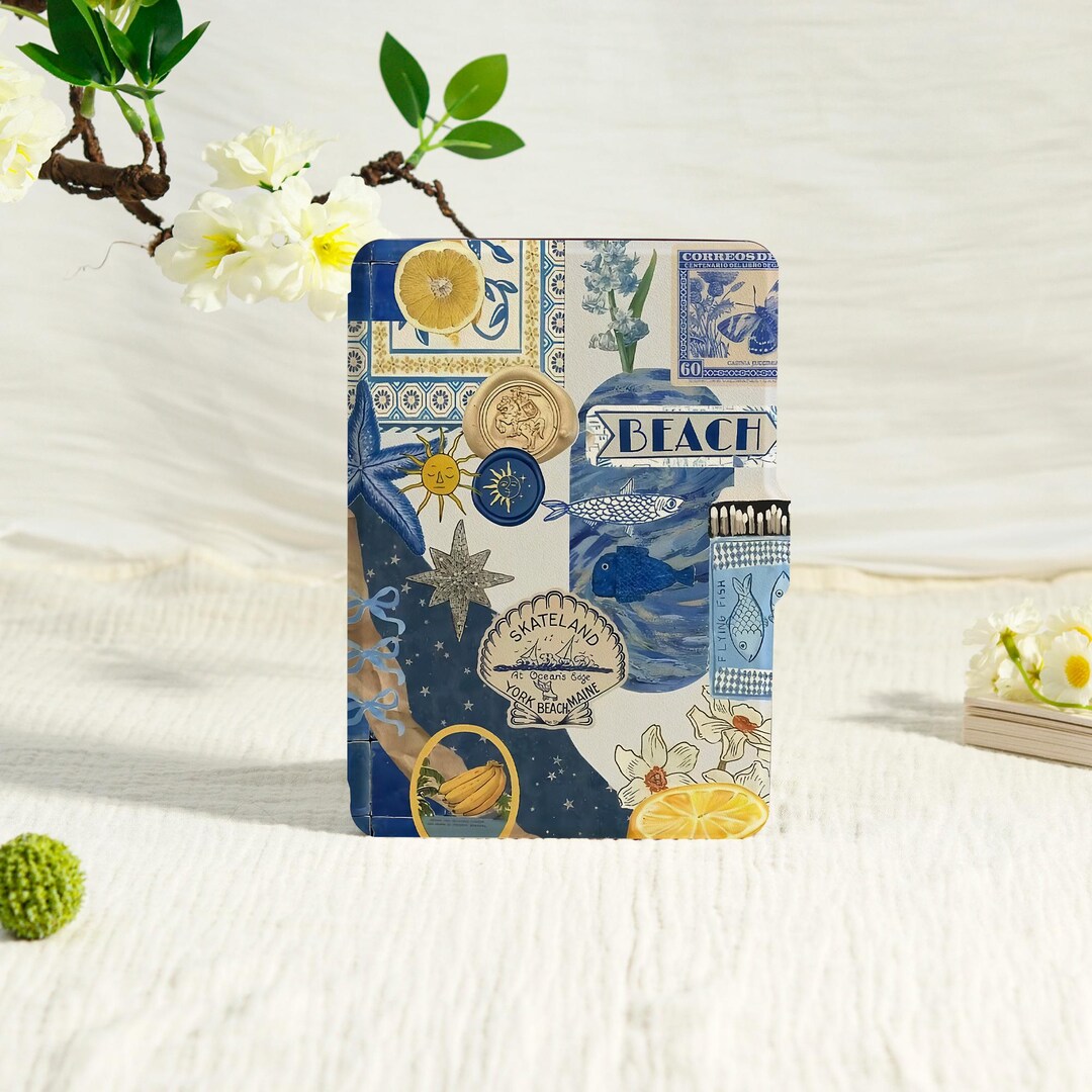 Vintage Summer Collage Kindle Case With Hand Strap,kindle 6/6.8"case ...