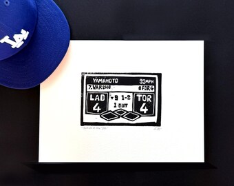 Dodgers - 2025 World Series : "Bottom of the 9th" • (Hand Printed Open Edition Rubber Block Print)