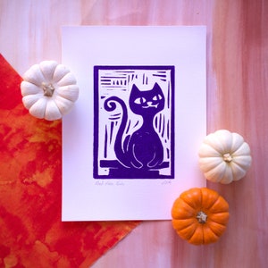 Good Luck Gato  (Hand Printed Open Edition Linocut)