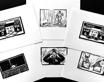 DENT and SCRATCH Discount | Dogdgers - 2025 World Series : Set of 6 Prints • (Hand Printed Open Edition Rubber Block Prints)
