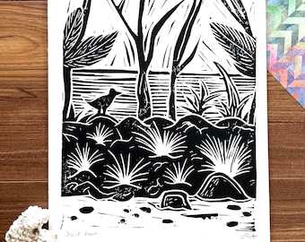 Secret View (Hand Printed Open Edition Linocut)