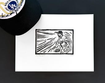 Dodgers - 2024 World Series : "One Pitch Save" • (Hand Printed Open Edition Rubber Block Print)