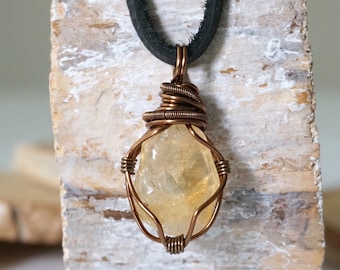 Raw Citrine Necklace, Citrine Pendant Necklace, November Birthstone, 13th Anniversary, Husband Gift