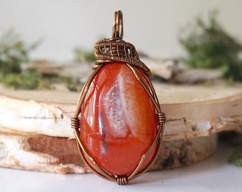 Carnelian Necklace Pendant, Carnelian Statement Necklace, Large Gemstone Pendant, 50th Birthday Gift for Women, Gift for Wife