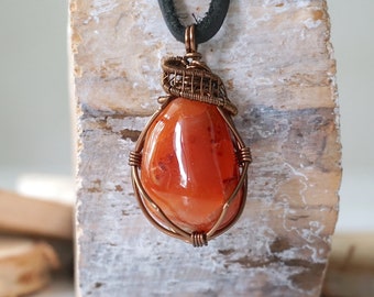 Carnelian Necklace Pendant, Carnelian Statement Necklace, Large Gemstone Pendant, 40th Birthday Gift for Him, Husband Gift