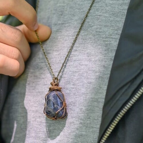 Raw Sapphire Necklace Necklace for Men 