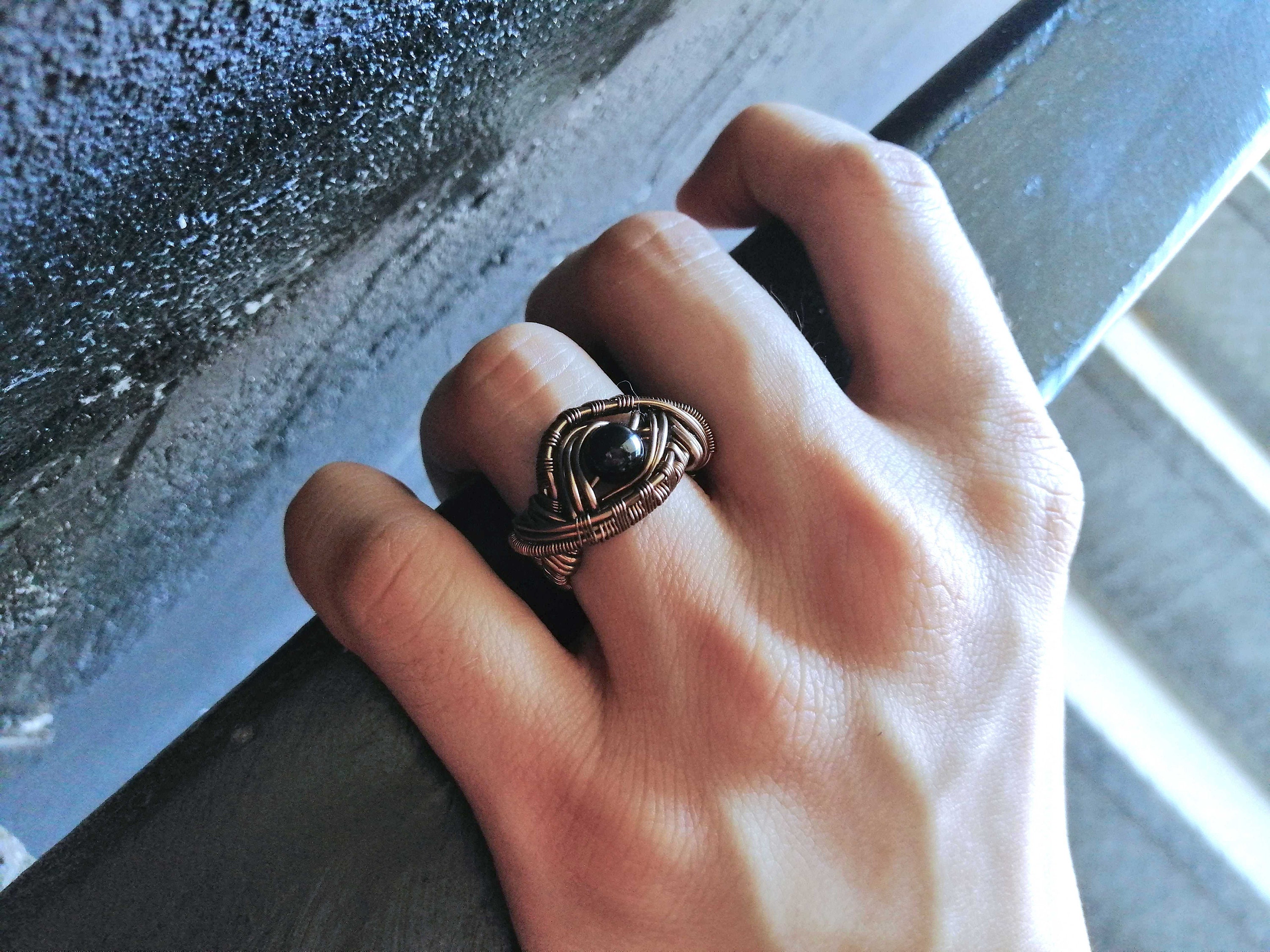 Bague de tourmaline noire bague en pierre noire pour hommes