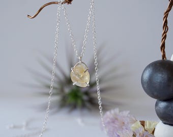 Raw Citrine Necklace, November Birthstone Necklace, Yellow Crystal Necklace, 30th Birthday Gift for Women, Gift for Wife