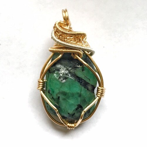 Emerald Pendant Necklace Raw Emerald 