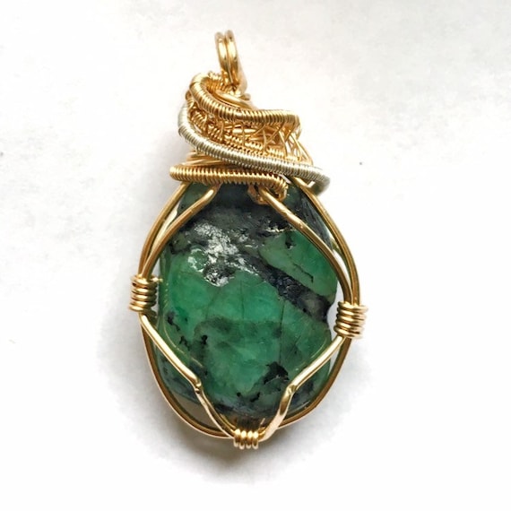 Emerald Pendant Necklace Raw Emerald 