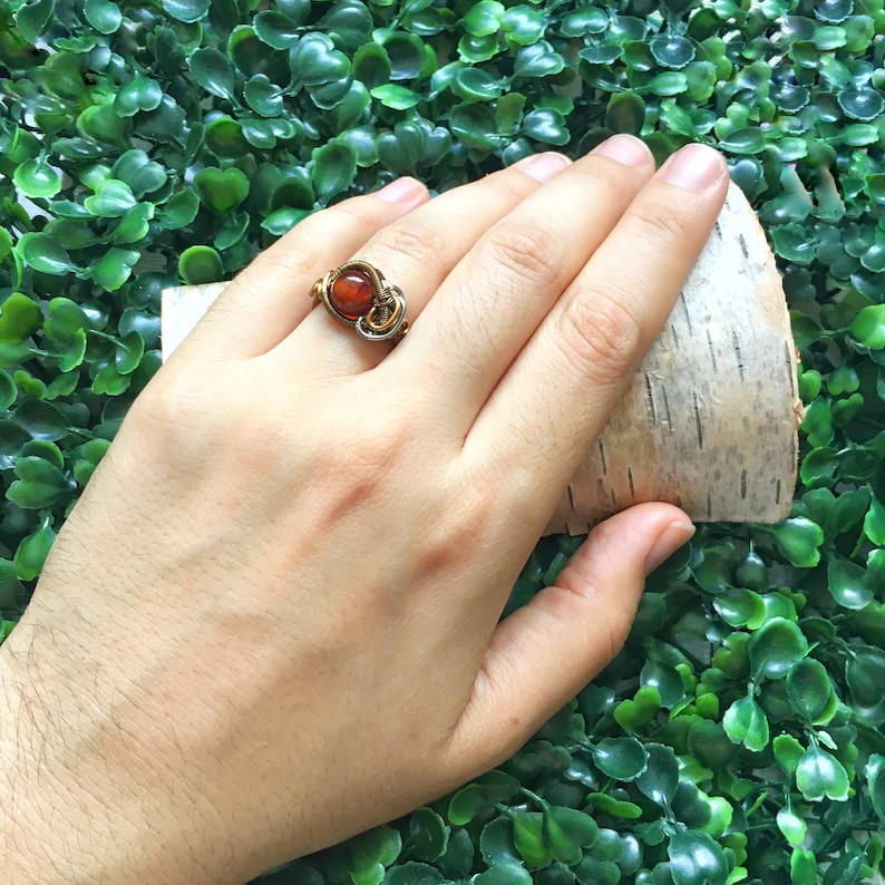 Sardonyx Ring, Orange Stone Ring, Wire Wrapped Stone Ring, August Birthstone Ring, 30th Birthday Gift for Her, Girlfriend Gift image 5