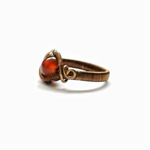 Sardonyx Ring, Orange Stone Ring, Wire Wrapped Stone Ring, August Birthstone Ring, 30th Birthday Gift for Her, Girlfriend Gift image 2