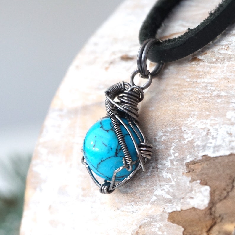 Genuine Turquoise Pendant Necklace for Men Raw Gemstone Etsy