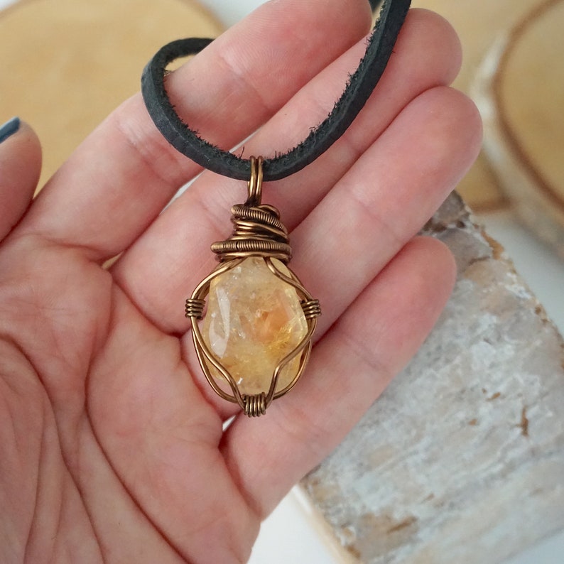 Raw Citrine Necklace, Citrine Pendant Necklace, November Birthstone, 13th Anniversary, Husband Gift image 6