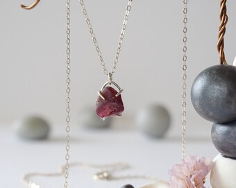 Raw Garnet Necklace, Red Garnet Necklace, January Birthstone, Real Crystal Necklace, 30th Birthday Gift for Women, Gift for Wife