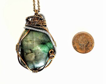Raw Emerald Necklace Wire Wrapped 