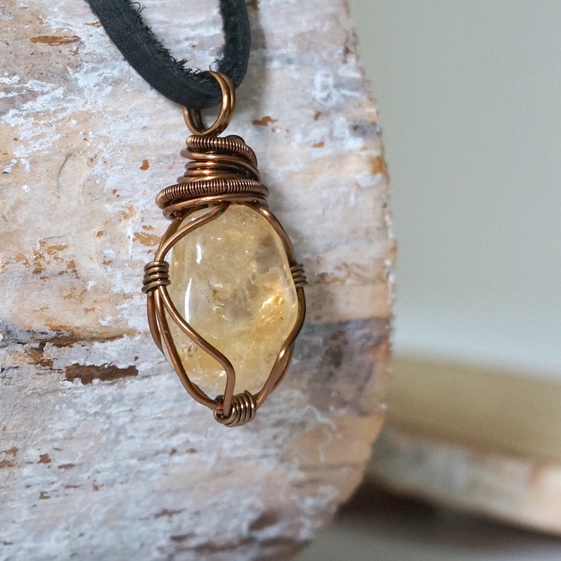 Raw Citrine Necklace, Citrine Pendant Necklace, November Birthstone, 13th Anniversary, Husband Gift image 2