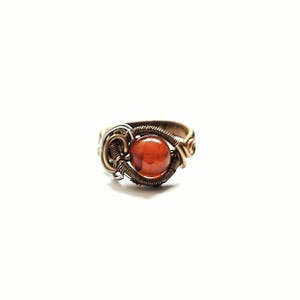 Sardonyx Ring, Orange Stone Ring, Wire Wrapped Stone Ring, August Birthstone Ring, 30th Birthday Gift for Her, Girlfriend Gift image 3