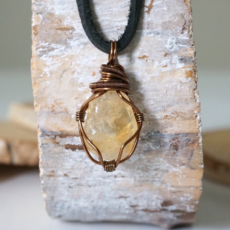 Raw Citrine Necklace, Citrine Pendant Necklace, November Birthstone, 13th Anniversary, Husband Gift image 1