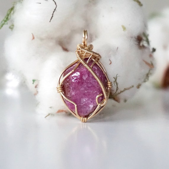 Genuine Ruby Necklace Raw Ruby Necklace July Birthstone Necklace