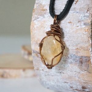 Raw Citrine Necklace, Citrine Pendant Necklace, November Birthstone, 13th Anniversary, Husband Gift image 3