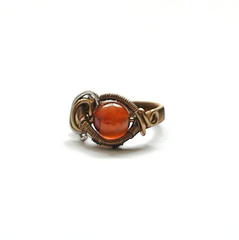 Sardonyx Ring, Orange Stone Ring, Wire Wrapped Stone Ring, August Birthstone Ring, 30th Birthday Gift for Her, Girlfriend Gift image 1