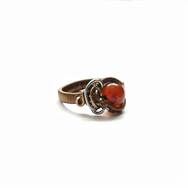 Sardonyx Ring, Orange Stone Ring, Wire Wrapped Stone Ring, August Birthstone Ring, 30th Birthday Gift for Her, Girlfriend Gift image 4