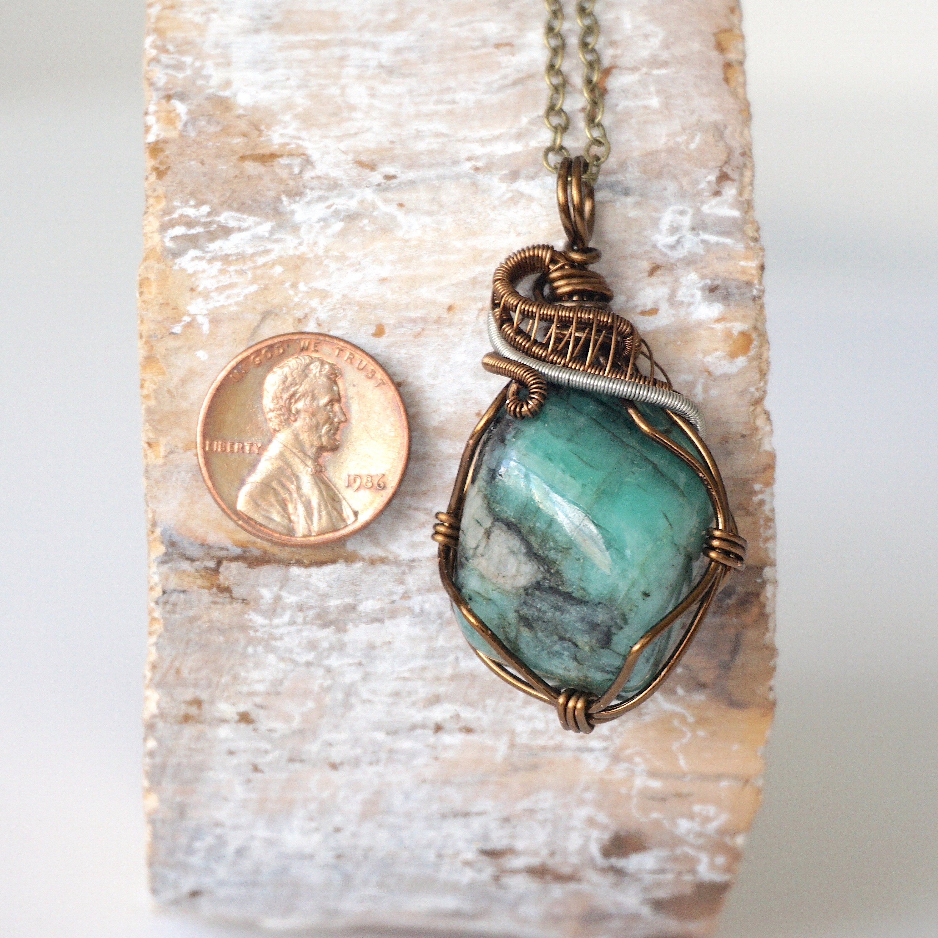 Emerald Pendant Necklace Raw Emerald Necklace Mens Emerald Etsy