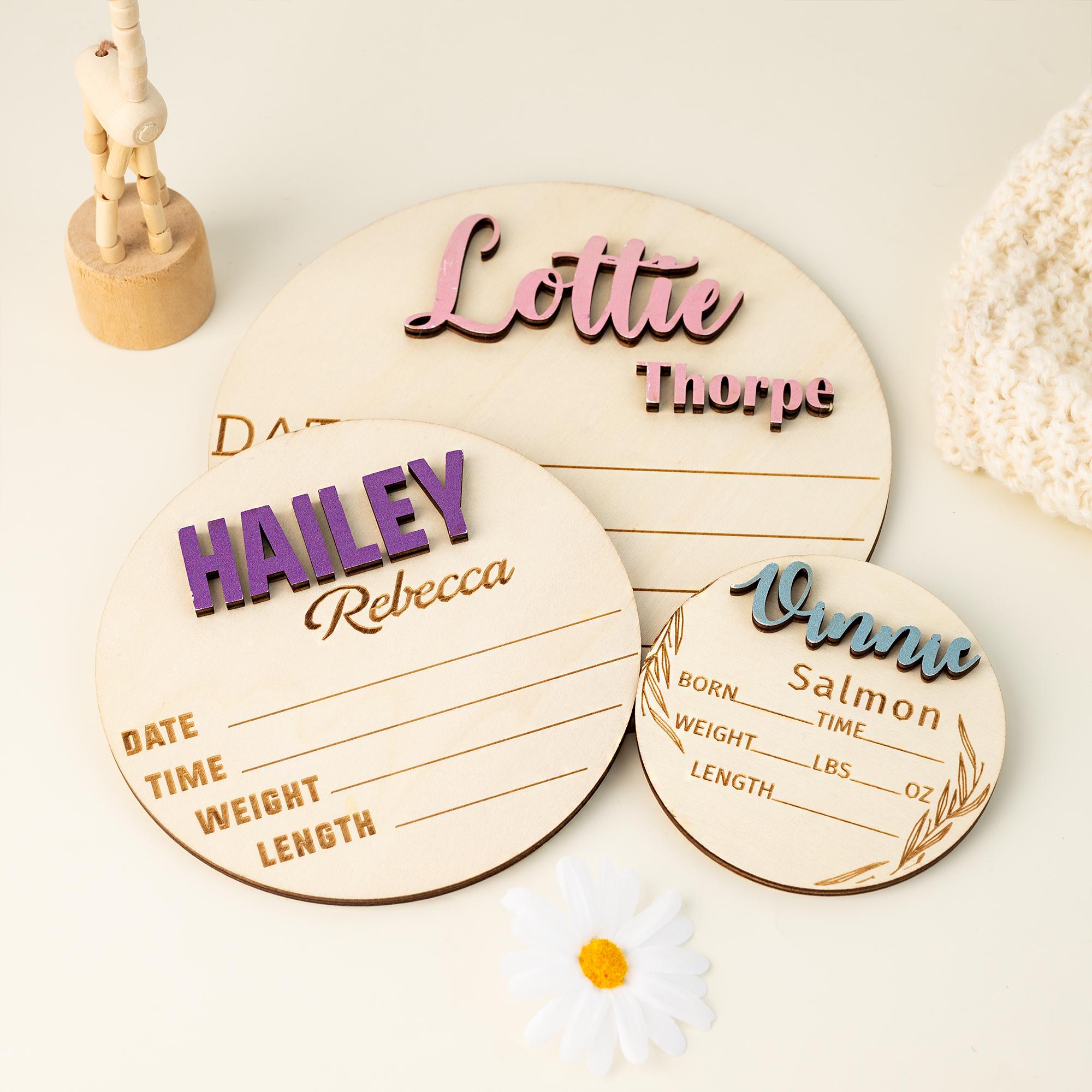 Baby Announcement Sign With Birth Stats, Matching Name Plate, Wood Sign ...