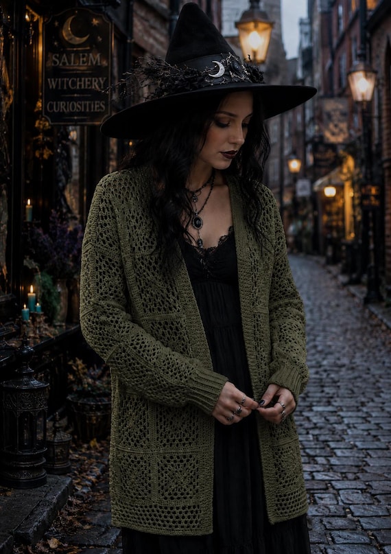 Crochet Cardigan Pattern Pdf Download Modern Day Gothic Beginner Friendly Instructions Written Guide Worsted Weight Yarn Sweater Lace