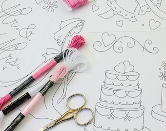 Wedding Embroidery Pattern Set Hand Embroidery Design Instant Download