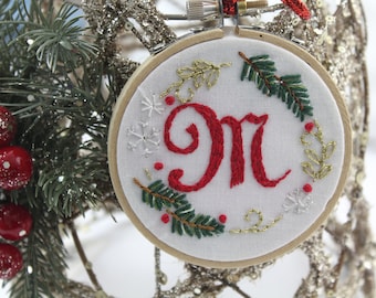 Monogram Christmas Ornament Hand Embroidery Pattern