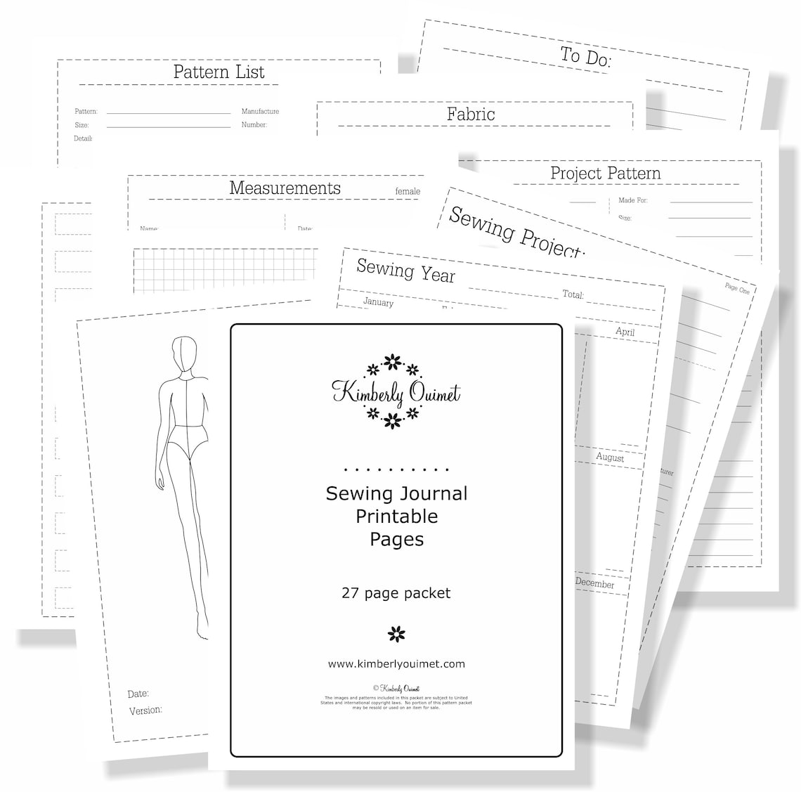 Printable Sewing Binder Set Sewing Journal Pages Etsy