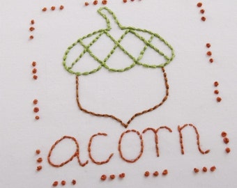 Acorn Embroidery Pattern Packet Acorn Design Autumn Leaves Design