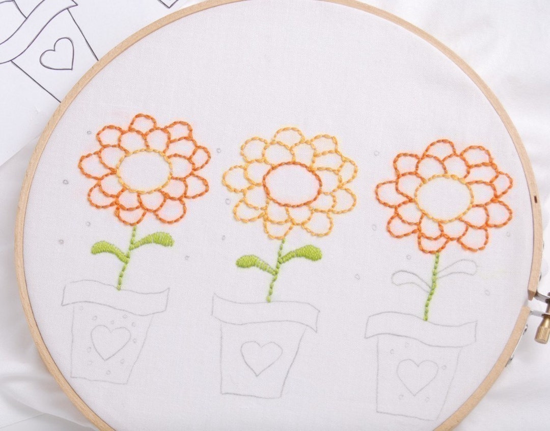 Zinnia Embroidery Pattern Flower Embroidery Design Summer Flower Embroidery Zinnia Hand