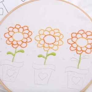 Zinnia Embroidery Pattern Flower Embroidery Design Summer Flower Embroidery Zinnia Hand Embroidery Design image 1