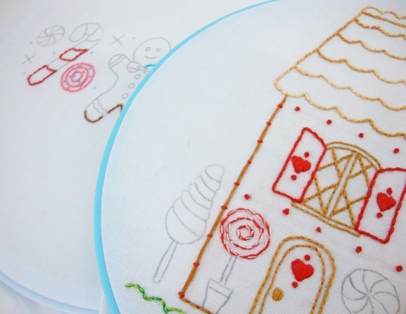 Gingerbread Embroidery Pattern Packet Gingerbread Man Gingerbread House image 5