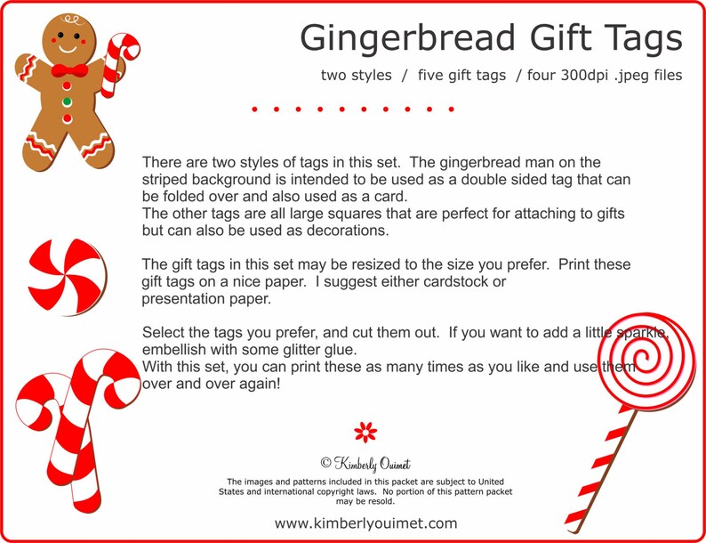 Printable Gift Tags Gingerbread Holiday Instant Download | Etsy