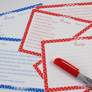Afdrukbare bewerkbare receptkaarten Polka Dot vier bij zes Polka Dot-patroon