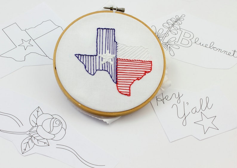 Texas embroidery design texas embroidery sybju hand  etsy
