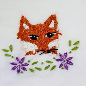 Fox Embroidery Design Fox Hand Embroidery Pattern image 1
